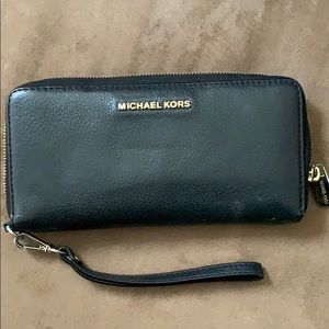 MK soft black leather wallet
